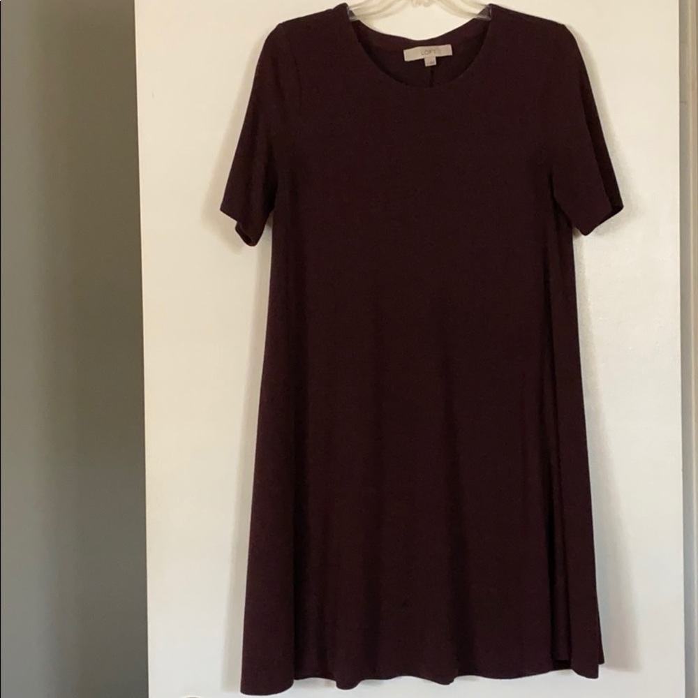LOFT wine colored swing dress